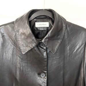 Classic Calvin Klein Black 100% Lamb Leather Jacket (Never Worn!)